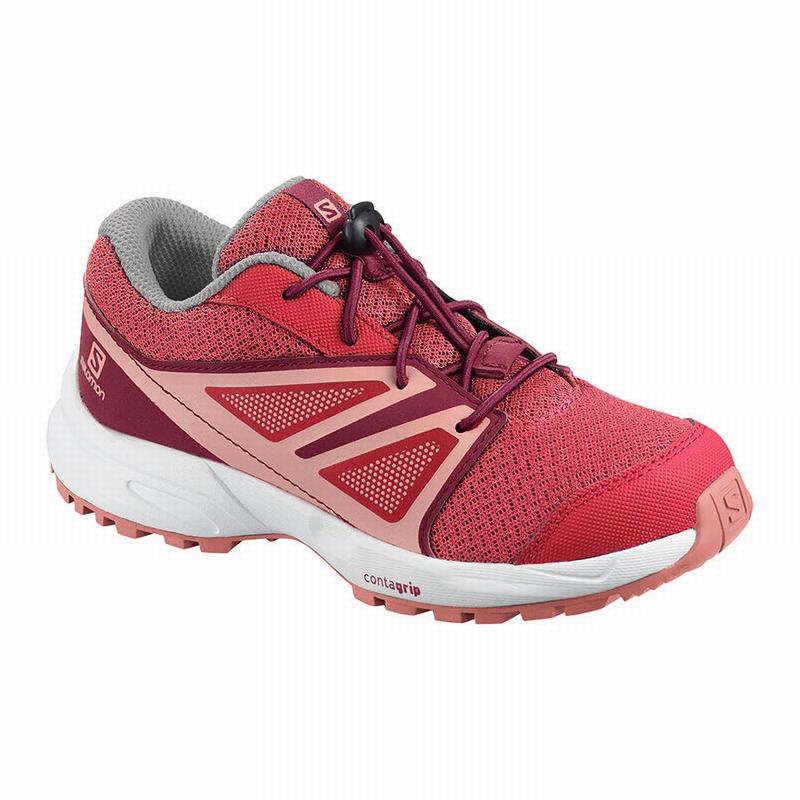 Salomon Israel SENSE K - Kids Trail Running Shoes - Dark Red Rose/Red (BYCF-58764)